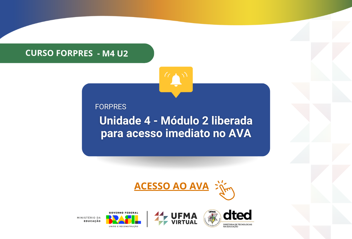 Unidade 4 – Módulo 2 liberada para acesso no AVA