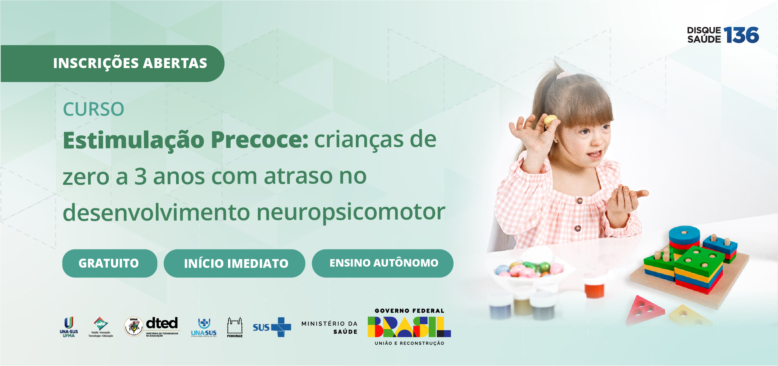 Saúde lança guias sobre desenvolvimento neuropsicomotor e estimulação precoce; Veja curso disponível na UNA-SUS/UFMA sobre a temática
