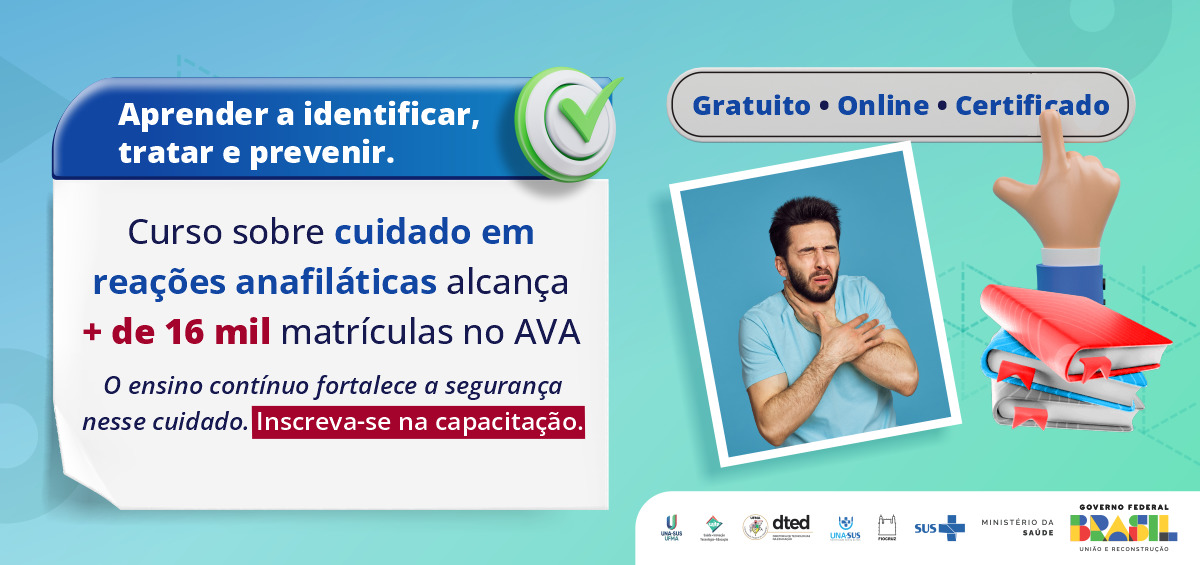 UNA-SUS/UFMA oferta capacitação essencial para o cuidado em reações anafiláticas e curso ultrapassa 16 mil matrículas no AVA