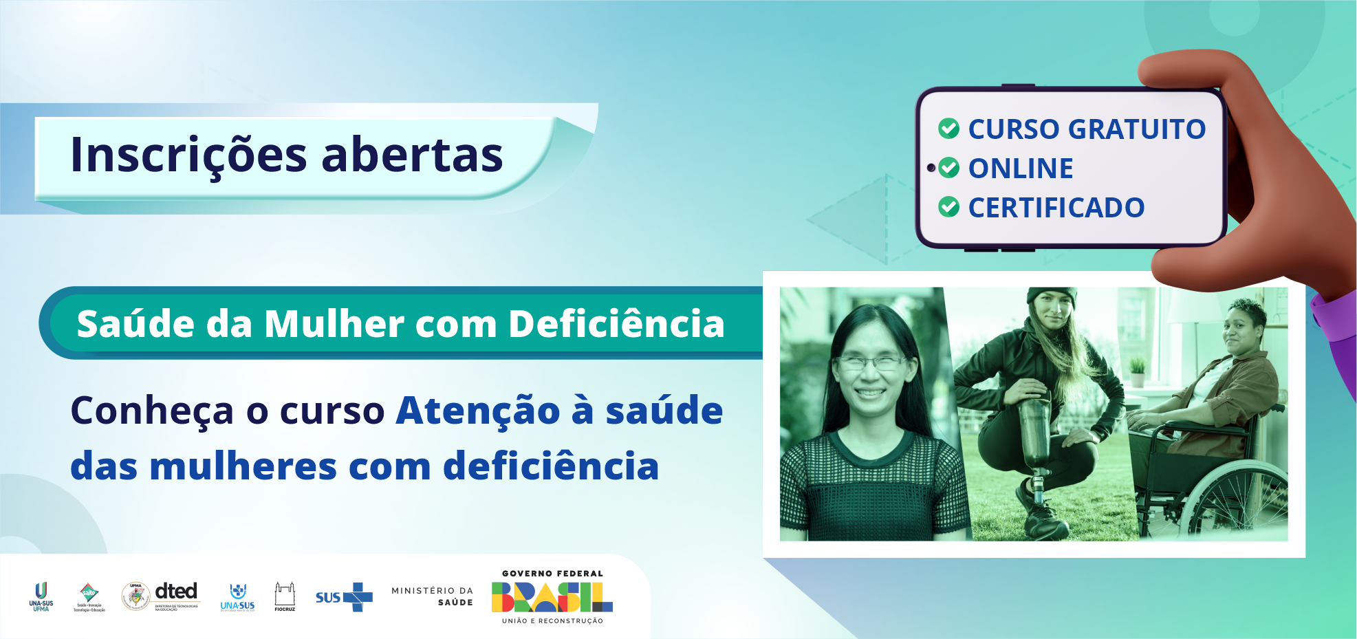 Guia Saúde da Mulher com Deficiência: documento faz parte do material educacional do curso com foco no atendimento e cuidado às mulheres com deficiência no SUS