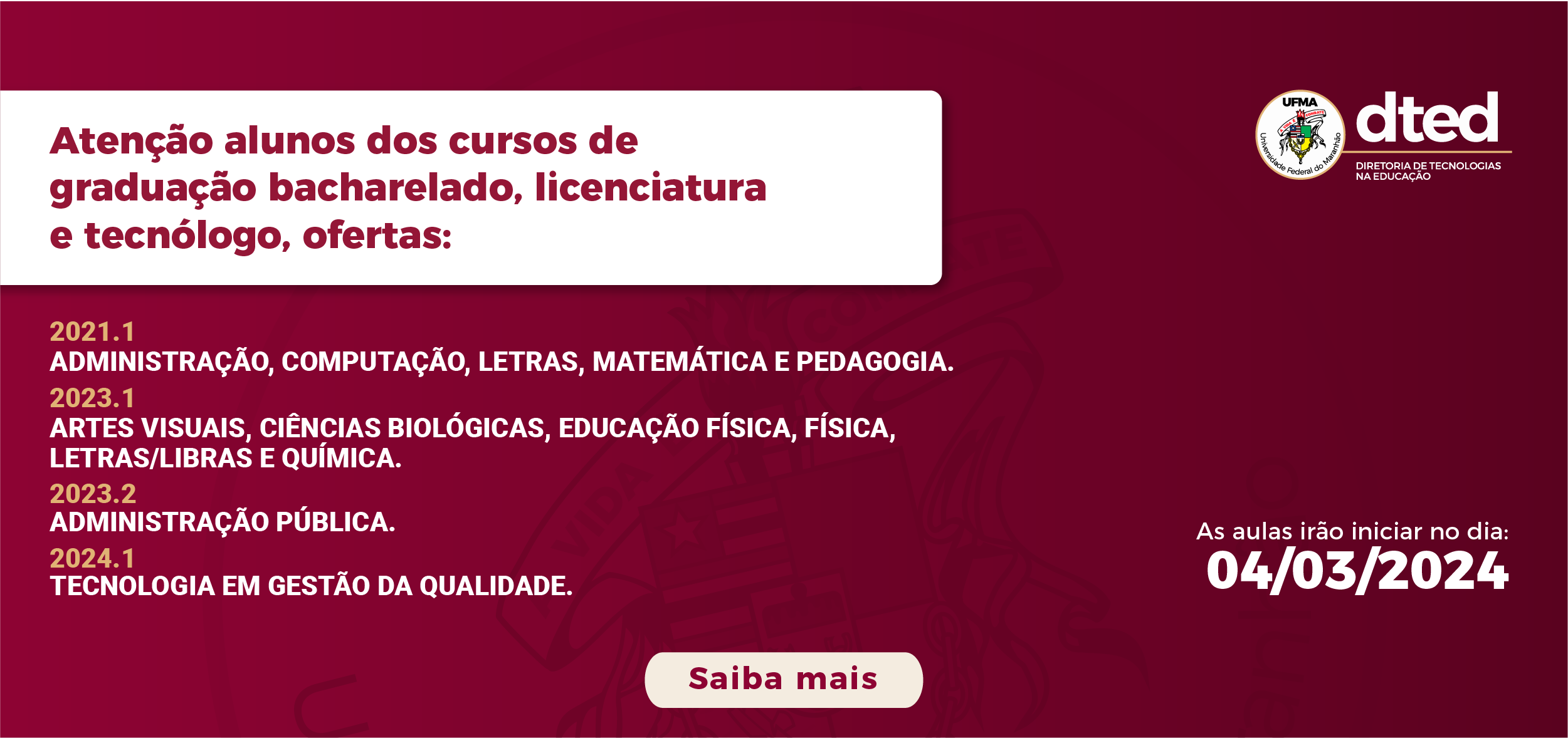 Calendário Acadêmico 2024: Início das aulas dos cursos de Graduação EAD e Tecnólogo ocorrerão no dia 4 de março